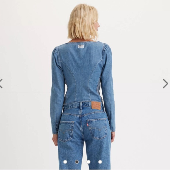 Levi’s Ophelia Denim Corset Blouse - Picture 2 of 9